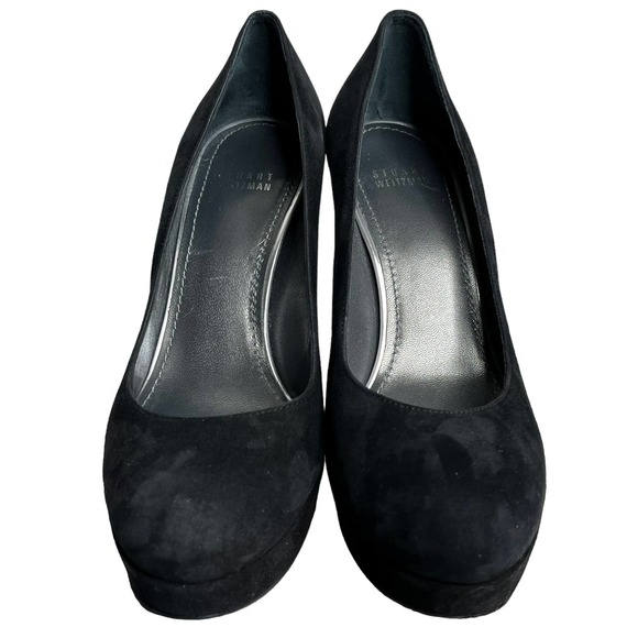 Stuart Weitzman Black Suede Skyhigh Platform Pumps Womens 9 Med - Picture 3 of 10